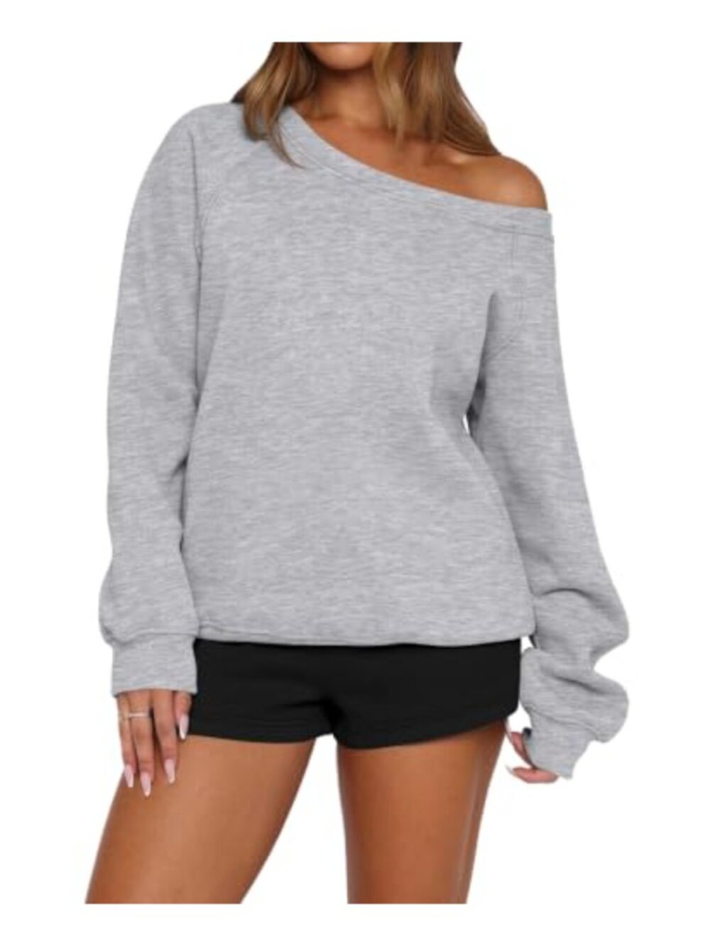 Off The Shoulder Oversized Sweatshirt Drop Shoulder Long Sleeve Top